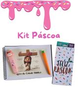 Kit Páscoa Livro de Colorir pintar cristão com lapis de cor borraacha e grafite cenourinha infantil juvenil papelaria