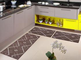 Kit Passadeira Cozinha 3 Tapetes Poliéster Antiderrapante Marrom HTK-16 - LANCER Kit Passadeira Cozinha 3 Tapetes Poliéster Antiderrapante Marrom HTK-16 - LANCER