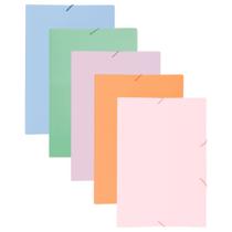 Kit Pasta Aba Elastica Oficio Com 5 und Cores Pastel ACP Kit Pasta Aba Elastica Oficio Com 5 und Cores Pastel ACP