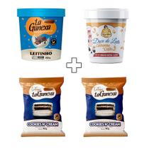 Kit Pasta de Amendoim Leitinho + Doce de Leite 450g + 2 Alfajores Cookies 50g - La Ganexa