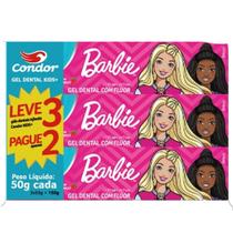 Kit Pasta de Dente Barbie Leve 3 Pague 2 Sabor Morango Com Fluor 50g