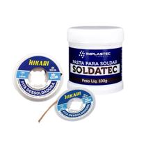 Kit Pasta de Solda 100g + Malha Dessoldadora Hikari 2,5 e 3mm Kit Pasta de Solda 100g + Malha Dessoldadora Hikari 2,5 e 3mm