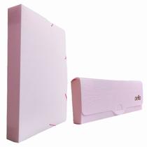 Kit Pasta Elástica 4cm e Estojo Escolar Multiuso Tom Pastel Linho Serena Dello Arquivo Documento