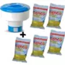 Kit pastilha de cloro multiação 3x1 200 gr 05 unidades + 01 flutuador