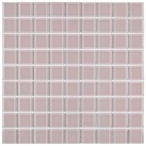 Kit Pastilha de Vidro Cristal com 11 Placas de 30cm x 30cm Rende 1m² Glass Mosaic Rosa Bebê