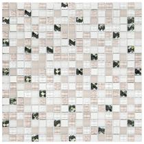 Kit Pastilha de Vidro e Mesclada com 11 Placas de 30cm x 30cm Rende 1m² Glass Mosaic Branco/Rosa