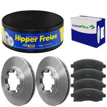 Kit Pastilha Disco Freio Frontier 2002 a 2008 Dianteiro Ventilado Akebono Lonaflex