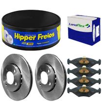 Kit Pastilha Disco Freio Saveiro 2014 a 2016 Dianteiro Ventilado Teves Lonaflex