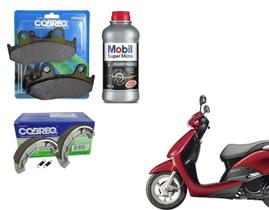 Kit Pastilha Freio + Lona Cobreq + Fluido Óleo Freio Dot4 Mobil Lead 110