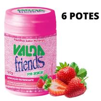 Kit Pastilha Valda Friends Morango 6 Potes de 50g
