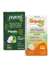 Kit Pastilhas Para Garganta Phitoss e Gripalce sabores Limão, Mel Adulto e Infantil 15 Pastilhas Cada Kit Pastilhas Para Garganta Phitoss e Gripalce sabores Limão, Mel Adulto e Infantil 15 Pastilhas Cada