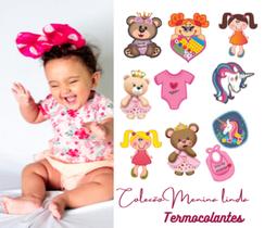 Kit Patch Aplique Termocolante Menina Linda Carol Art c/ 10 un