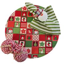 Kit Patch Natal 12 Lugares Capa Sousplat Guardanapo Anel PG