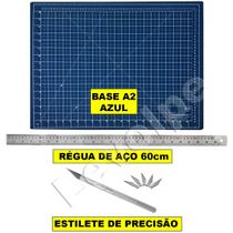 Kit Patchwork Base Corte 60x45 + Regua Aço 60cm + Estilete