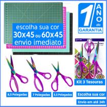 Kit Patchwork Base Corte A2 60x45cm ou A3 30x45cm + Kit 3 Tesouras Titanium