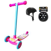 Kit Patinete Ajustável Menina Unicórnio Infantil e Capacete