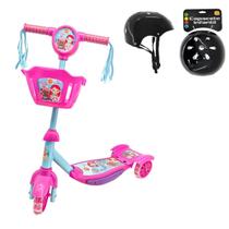 Kit Patinete Cestinha Radical Sereia Led Musical e Capacete