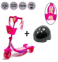 Kit Patinete De Menina Rosa Belinda Estável Mais Capacete