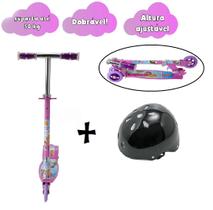 Kit Patinete De Princesas Rosa E Capacete Preto