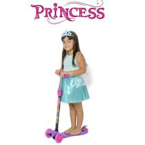Kit Patinete DM Toys Roxo e Fantasia de Cinderela Princesa