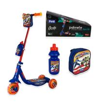 Kit Patinete Infantil com Garrafinha e Bolsa - Azul