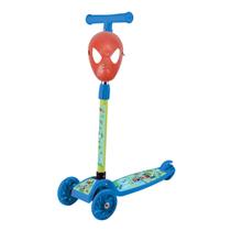 Kit Patinete Infantil Irado 3 Roda Led + Máscara Spider Man