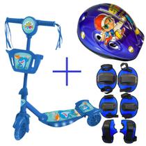 Kit Patinete Infantil Musical Luz Som Com Proteção Segurança