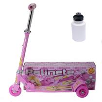 Kit Patinete Infantil Rosa Belinda 50Kg Dobrável Com Squeeze