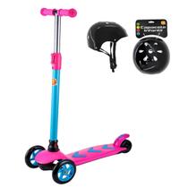 Kit Patinete Meninas Ajustável Seta Radical Rosa e Capacete
