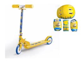 Kit Patinete Minions Dobrável Resistente Kit Proteção Kit Patinete Minions Dobrável Resistente Kit Proteção