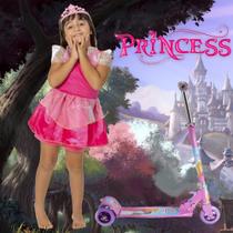 Kit Patinete para Crianças Brinquedo + Fantasia Princesas - DM Toys