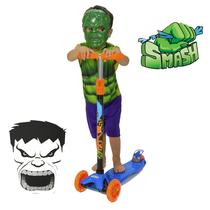 Kit Patinete para Crianças e Fantasia Hulk Super Herói - DM Toys