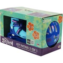 Kit patins 2 em 1 inline e triline com kit de proteção stitch 32/35 - bbr toys di0007 Kit patins 2 em 1 inline e triline com kit de proteção stitch 32/35 - bbr toys di0007