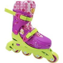 Kit Patins Ajustável 37-40 DM Radical Belinda com Acessórios Rosa