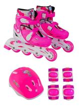 Kit Patins Ajustável + Kit De Proteção Completo Unik Toys