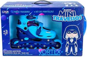 Kit Patins Ajustável Mini Travessos Masculino Vortex 35-38