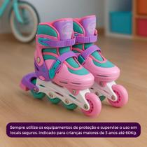 Kit Patins com Acessórios de Segurança Rosa Claro - Tam. 30-33