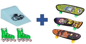 Kit Patins de Dedo com Rampa e 3 Skates de Dedo Brinquedo Radical Lindo Presente Coordenação Motora