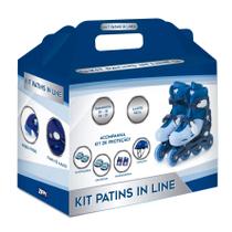 Kit Patins In Line Ajustável Azul Zippy Toys