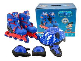 Kit Patins In Line Da Turma Aventura Azul 34/37 1502 Unitoys