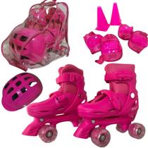 Kit Patins Infantil Menina Ajustavel+Protecao Tamanho:35-38