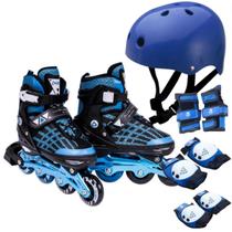 Kit Patins Inline Rollers Alumínio Com Capacete Kit Proteção