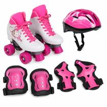 Kit Patins Quad Love Unicornio + Proteção completa Rosa M - Bel Sports Kit Patins Quad Love Unicornio + Proteção completa Rosa M - Bel Sports