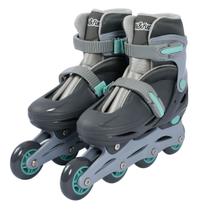 Kit Patins Roller 36-39 Cinza com Acessórios Play&Fun