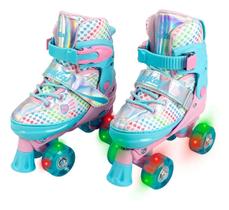 Kit Patins Roller Completo Infantil Quad 4 Rodas Ajustável -