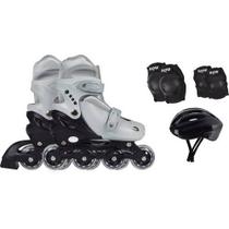 Kit Patins Roller Infantil Cinza P 31-34 Mor 40600102