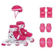 Kit Patins Roller Infantil Rosa 34-37 Mor 40600103