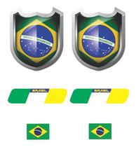 Kit Patriota Bandeira Brazão Brasil Coluna Placa Sem Resina