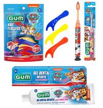 Kit patrulha canina gum (flossers + escova c/luz + pasta)