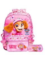 Kit Patrulha Canina Skye Mochila Costas + Estojo Duplo Luxo